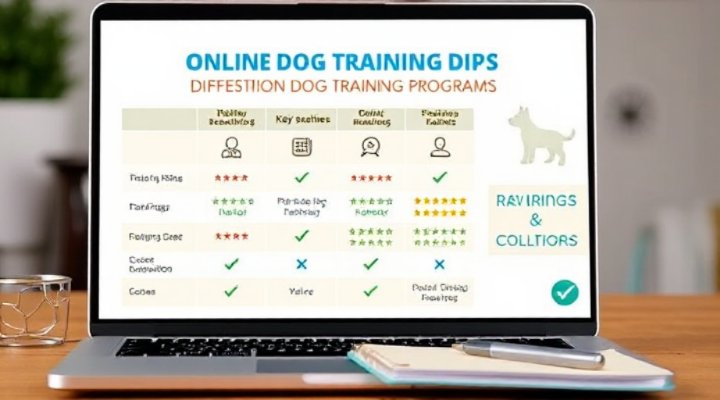 Comparison table showing features of different online dog training courses