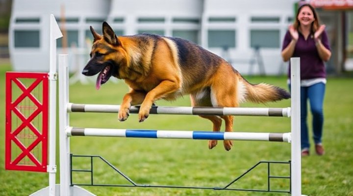 German Shepherd navigating an agility course with speed and precision
