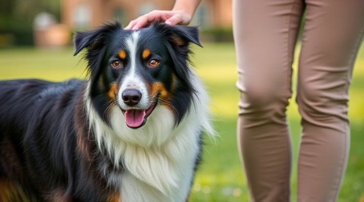 Dog greeting a person politely without jumping