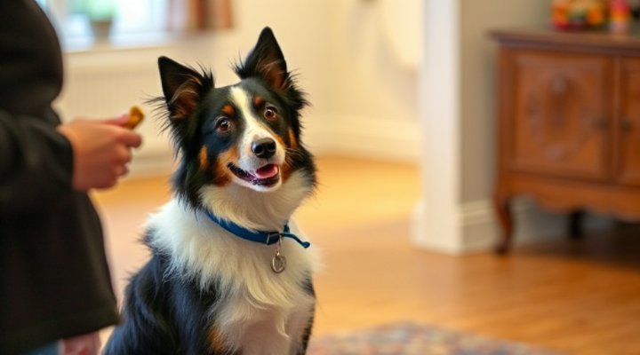 A border collie learning to spin on command