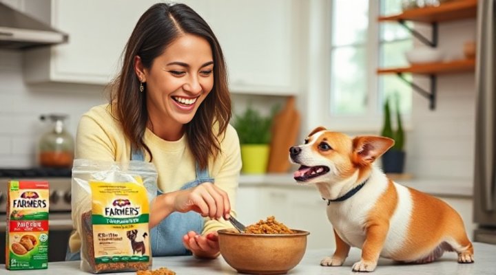 A loving pet owner preparing Farmer's dog food for their dog