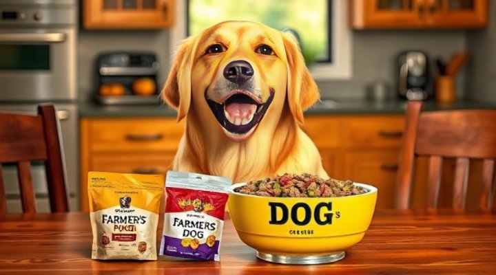 Golden retriever enjoying Farmer's Dog fresh meal