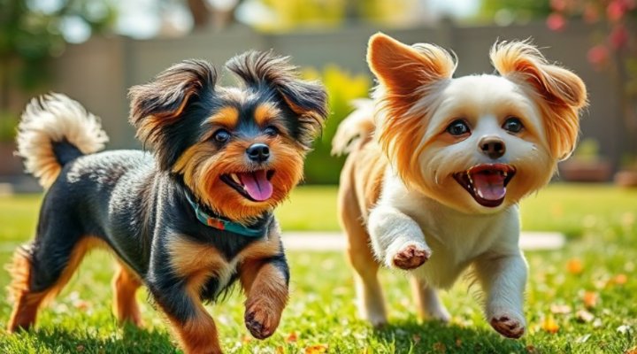Happy small breed dogs with shiny coats thanks to proper nutrition
