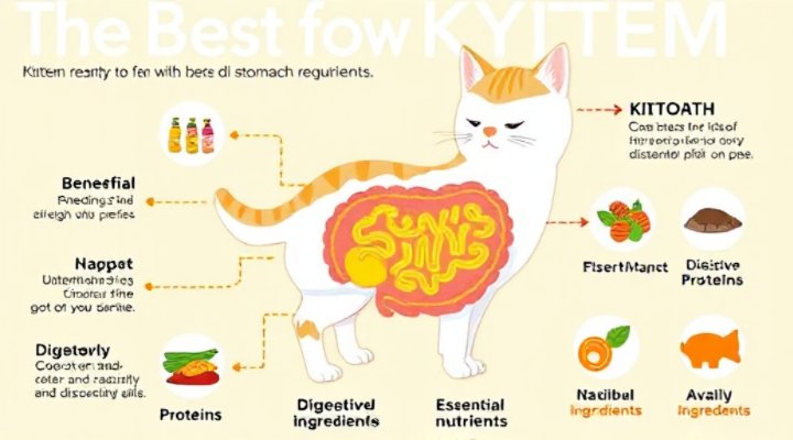 Educational infographic about kitten sensitive stomach nutrition