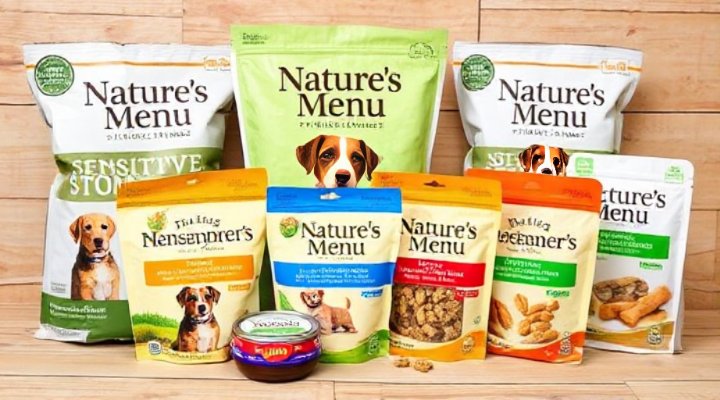 Various Nature's Menu dog food products for sensitive stomachs