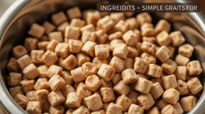 Close-up of Purina HA Dog Food ingredients showing hypoallergenic components for sensitive dogs